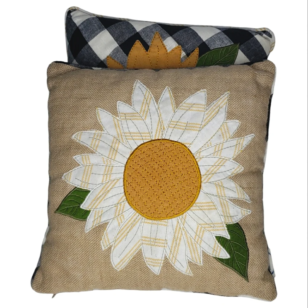 Farmcore Pillow The Prarie Rachel Ashwell Sunflower Applique Cabin Shabby Boho